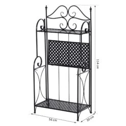 Outsunny Gartenregal Mit 3 Ablagen Schwarz 56 X 30 X 114 Cm (LxBxH) | Standregal Metallregal Aufbewahrungsregal Pflanzregal -Outsunny Geschäft 8600336600 845 268 prod 004