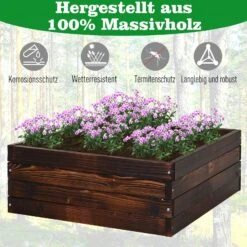 Outsunny Quadratisches Hochbeet Dunkelbraun 60 X 60 X 23 Cm (LxBxH) | Kräuterbeet Pflanzkasten Gemüsebeet Blumenbeet -Outsunny Geschäft 8600336600 845 295 prod 006