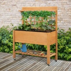 Outsunny Gärtnertisch Mit Rollen Natur 105 X 45 X 135 Cm (BxTxH) | Pflanztisch Blumentisch Gartentisch Hochbeet -Outsunny Geschäft 8600336600 845 475 prod 003