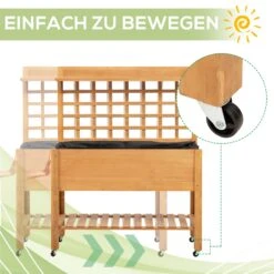 Outsunny Gärtnertisch Mit Rollen Natur 105 X 45 X 135 Cm (BxTxH) | Pflanztisch Blumentisch Gartentisch Hochbeet -Outsunny Geschäft 8600336600 845 475 prod 006