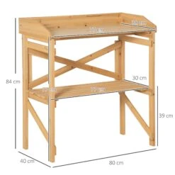 Outsunny Pflanztisch Mit Schutzkante Braun 80 X 40 X 84 Cm | Ablagefläche Gärtnertisch Garten Holz Hellbraun -Outsunny Geschäft 8600336600 845 669 prod 005