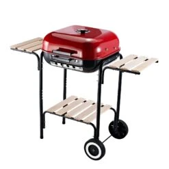 Outsunny Grillwagen Mit 3 Ablagen Schwarz, Rot 98 X 49 X 81 Cm (LxBxH) | Kohlegrill BBQ Grillwagen Holzkohlegrill Gartengrill -Outsunny Geschäft 8600336600 846 043 prod 003