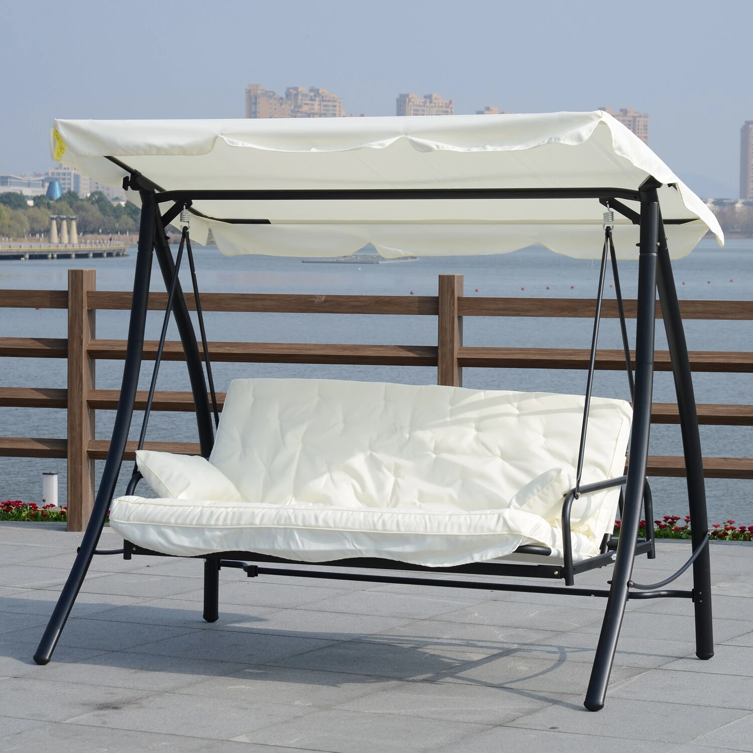 Outsunny Hollywoodschaukel Mit Liegefunktion 200 X 125 X 170 Cm (LxBxH) | Gartenschaukel Schaukelbank Liegefunktion 3er Sitz 5 Outsunny Hollywoodschaukel Mit Liegefunktion 200 X 125 X 170 Cm (LxBxH) | Gartenschaukel Schaukelbank Liegefunktion 3er Sitz – Bild 3