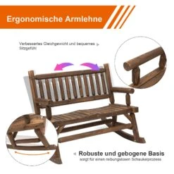 Outsunny Schaukelbank Mit Armlehne Dunkelbraun 112 X 67 X 93 Cm (BxTxH) | Gartenbank Sitzbank Parkbank Holzbank Bank -Outsunny Geschäft 8600336600 84A 133 prod 006