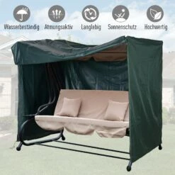 Outsunny Abdeckung Für Hollywoodschaukel Dunkelgrün 205 X 124 X 164 Cm (LxBxH) | Abdeckplane Gartenmöbel Schutzhülle Abdeckhaube -Outsunny Geschäft 8600336600 84B 446 prod 006