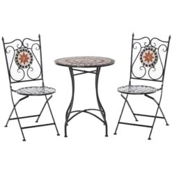 Outsunny Balkonset 3-teilig Mehrfarbing | Sitzgruppe Gartenmöbel Balkonstuhl Mit Tisch