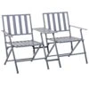 Outsunny Doppel-Gartenstuhl Mit Tisch Klappbar Grau 141 X 60 X 87,5 Cm | Balkonstuhl Gartenstuhl Doppelstuhl Stuhl Klappbar -Outsunny Geschäft 8600336600 84B 600 prod 001