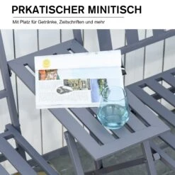 Outsunny Doppel-Gartenstuhl Mit Tisch Klappbar Grau 141 X 60 X 87,5 Cm | Balkonstuhl Gartenstuhl Doppelstuhl Stuhl Klappbar -Outsunny Geschäft 8600336600 84B 600 prod 004