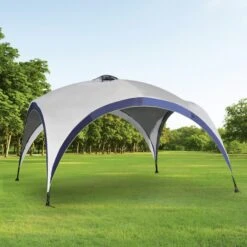 Outsunny Pavillon Grau, Blau 400 X 400 X 250 Cm (LxBxH) | Gartenzelt Partyzelt Festzelt Gartenpavillon -Outsunny Geschäft 8600336600 84C 109 prod 003