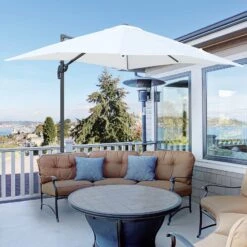 Outsunny Sonnenschirm Mit 5-stufiger Neigung 245L X 245B X 248H Cm | Sonnenschirm Gartenschirm Ampelschirm -Outsunny Geschäft 8600336600 84D 051CW prod 003