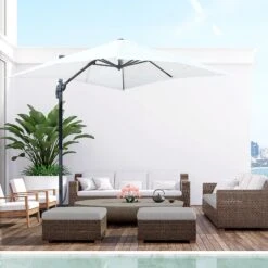 Outsunny Sonnenschirm Mit 5-stufiger Neigung 245L X 245B X 248H Cm | Sonnenschirm Gartenschirm Ampelschirm -Outsunny Geschäft 8600336600 84D 051CW prod 004