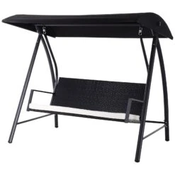 Outsunny Rattan Gartenschaukel 198 X 124 X 179 Cm (LxBxH) | Hollywoodschaukel Polyrattan Schaukel Gartenmöbel