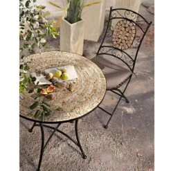 Gartenstuhl-Set Aus Metall Mit Mosaik Verzierung, 2-teilig Kemo, 2er-Set Schwarz/Beige -Outsunny Geschäft 8600342900 6591612 prod 003