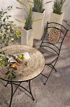 Gartenstuhl-Set Aus Metall Mit Mosaik Verzierung, 2-teilig Kemo, 2er-Set Schwarz/Beige -Outsunny Geschäft 8600342900 6591612 prod 006