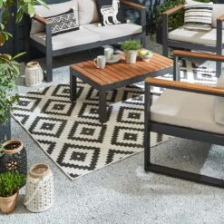 Outdoor-Teppich Rico Schwarz/Creme 120 X 170 Cm 12 Outdoor-Teppich Rico Schwarz/Creme 120 X 170 Cm -Outsunny Geschäft 8600342900 9334093 prod 005