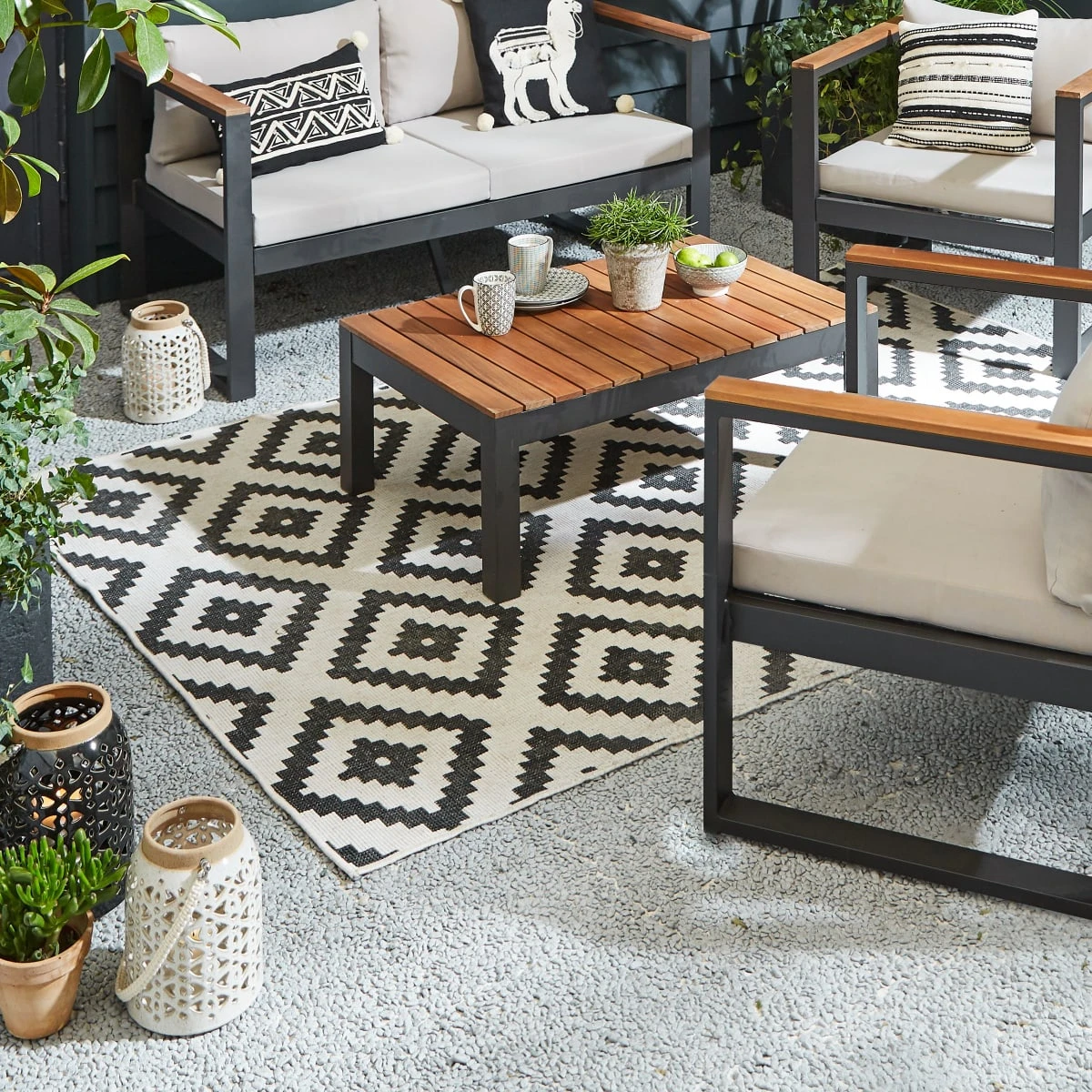 Outdoor-Teppich Rico Schwarz/Creme 120 X 170 Cm 7 Outdoor-Teppich Rico Schwarz/Creme 120 X 170 Cm – Bild 5