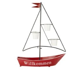 Pflanztopf Segelboot Rot/Schwarz