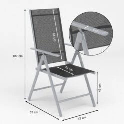 Oskar Gartenstuhl 2er Set Alu Klappstuhl Campingstuhl Liegestuhl Silber -Outsunny Geschäft 8600343700 21170 prod 003
