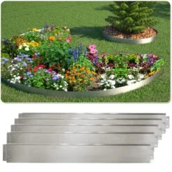 Rasenkante 5m 50m100x18cm Verzinkt Beeteinfassung Beetumrandung Mähkante Metall Palisade -Outsunny Geschäft 8600343700 22851 prod 002