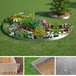 Rasenkante 40m 100x14cm Verzinkt Beeteinfassung Beetumrandung Mähkante Metall Palisade -Outsunny Geschäft 8600343700 24257 prod 004