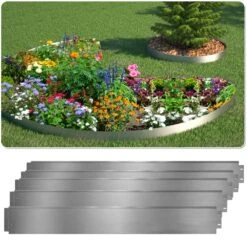 Rasenkante 15m 100x18cm Verzinkt Beeteinfassung Beetumrandung Mähkante Metall Palisade -Outsunny Geschäft 8600343700 24601 prod 003