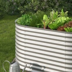 Oskar Hochbeet Kräuterbeet Gemüsebeet Oval 160x80x82cm Stahl Verzinkt Garten -Outsunny Geschäft 8600343700 29021 prod 005