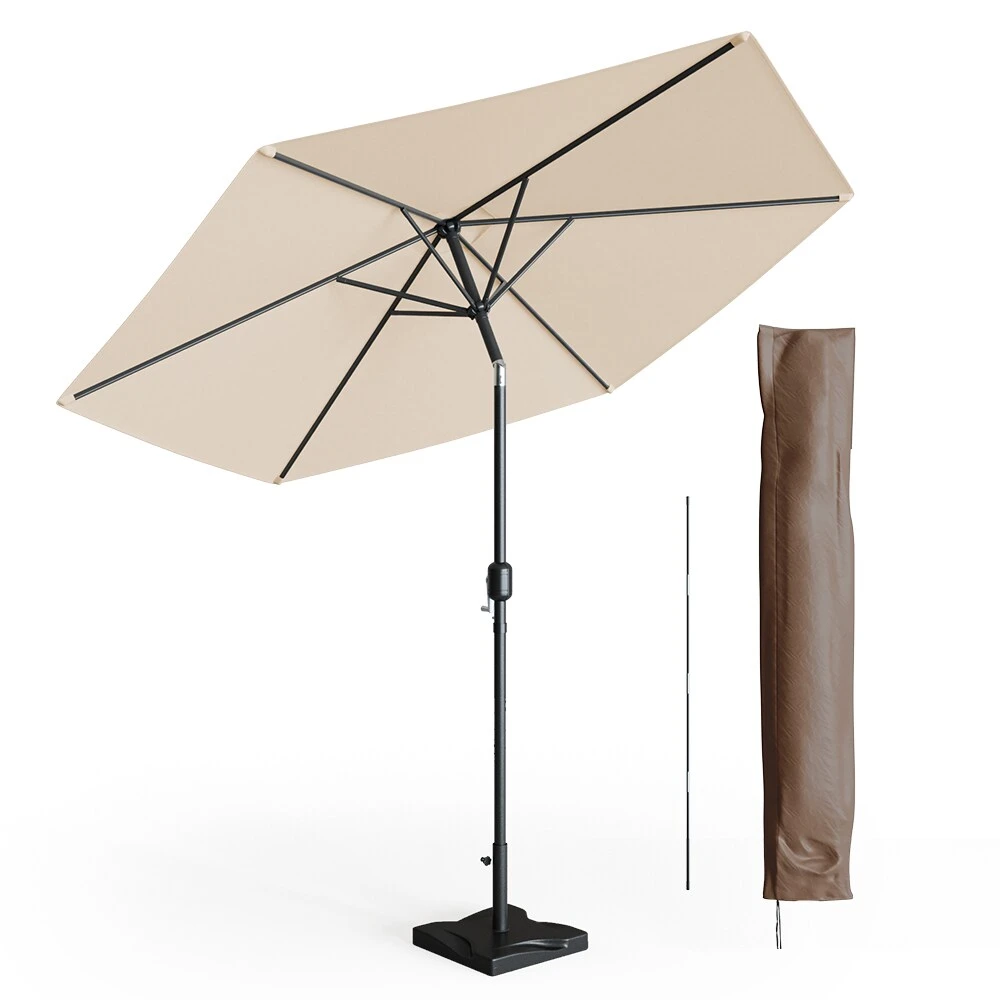 Oskar Sonnenschirm 270cm Set Beige Inkl Schutzhülle + Ständer Gartenschirm 4 Oskar Sonnenschirm 270cm Set Beige Inkl Schutzhülle + Ständer Gartenschirm – Bild 2