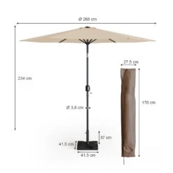 Oskar Sonnenschirm 270cm Set Beige Inkl Schutzhülle + Ständer Gartenschirm 10 Oskar Sonnenschirm 270cm Set Beige Inkl Schutzhülle + Ständer Gartenschirm -Outsunny Geschäft 8600343700 31185 prod 003