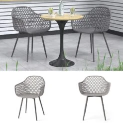 OK-Living Gartenstuhl Terrassenstuhl Balkonstuhl Jakob Grau Sitzschale Stuhl