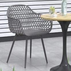 OK-Living Gartenstuhl Terrassenstuhl Balkonstuhl Jakob Grau Sitzschale Stuhl -Outsunny Geschäft 8600343700 37567 prod 005