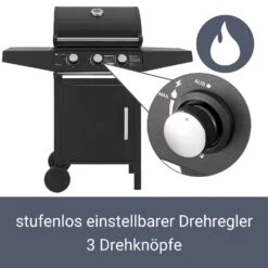 Juskys BBQ Gas-Grill Louisiana, 3 Brenner Grillrost, Deckel Mit Thermometer -Outsunny Geschäft 8600348200 65735072 prod 004