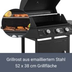 Juskys BBQ Gas-Grill Louisiana, 3 Brenner Grillrost, Deckel Mit Thermometer -Outsunny Geschäft 8600348200 65735072 prod 005