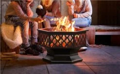 Yaheetech Feuerstelle Garten, Ø 61cm, Feuerkorb, Sechseckige Feuerschale, Feuerschale Für Außenterrasse Hinterhof Campinggarten, Firepit Terrasse, Maschendraht & Schürhaken, Funkenschutzgitter -Outsunny Geschäft 8600357600 A165 165 prod 002 1