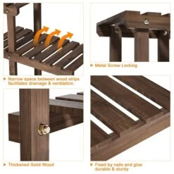Yaheetech Pflanzenregal Holz Blumenregal 6 Ebenen Blumentreppe Garten Pflanzentreppe Outdoor Blumenständer Mehrstöckig Holzregal, 120,5x25x96,5 Cm -Outsunny Geschäft 8600357600 A195 195 prod 004