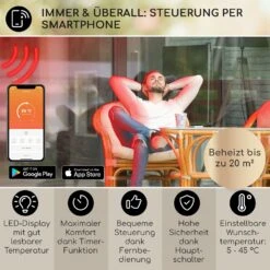 Smartwave Infrarot-Heizstrahler Carbonröhre 2400W WiFi Appsteuerung -Outsunny Geschäft 8600359300 12411 prod 003