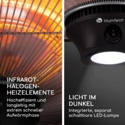 Heat Hexa Infrarot-Heizstrahler 800/1200/2000W Halogen IP34 LED -Outsunny Geschäft 8600359300 12970 prod 006