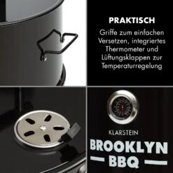 Brooklyn-BBQ 4-in-1-Grillfass | Grill, Smoker SlowCooker & Feuerschale | Ø 42 Cm | Stahl | Pulverbeschichtet -Outsunny Geschäft 8600359300 4679 prod 006