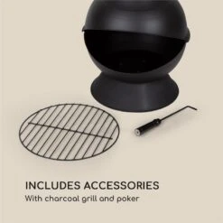 Knight On Fire Gartenkamin Stahl Rostfrei Schwarz -Outsunny Geschäft 8600359300 4856 prod 004