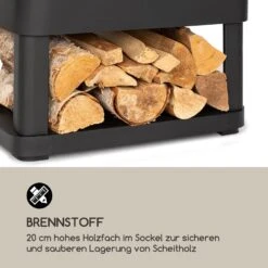 Macondo Feuerstelle Feuerschale 35x35cm Holzfach Stahl Schwarz -Outsunny Geschäft 8600359300 5218 prod 004
