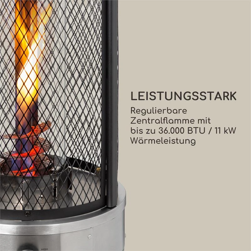 Goldflame Deluxe Terrassenheizstrahler 36.000BTU/11kW Temperglas Mobil Edelstahl Schwarz 5 Goldflame Deluxe Terrassenheizstrahler 36.000BTU/11kW Temperglas Mobil Edelstahl Schwarz – Bild 3