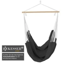 KESSER® Hängestuhl Hängesessel Hängeschaukel Textil Hängesitz Holz Querstrebe Indoor Outdoor Bis 150 Kg Wetterfest UV Beständig , Waschbar -Outsunny Geschäft 8600364700 20899 prod 004