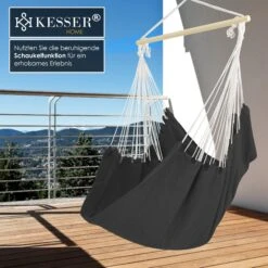 KESSER® Hängestuhl Hängesessel Hängeschaukel Textil Hängesitz Holz Querstrebe Indoor Outdoor Bis 150 Kg Wetterfest UV Beständig , Waschbar -Outsunny Geschäft 8600364700 20899 prod 005
