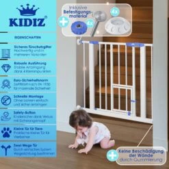 KIDIZ® Türschutzgitter Absperrgitter Treppengitter Kindergitter | Mit Türe Für Hunde Und Katzen , Haustier | Ohne Bohren | Erweiterbar | Kombinierbar Mit Y-Spindeln | Schwenkbar -Outsunny Geschäft 8600364700 20993 prod 002