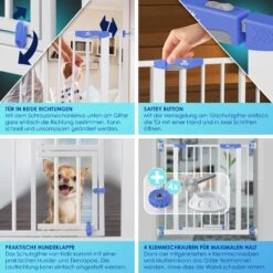 KIDIZ® Türschutzgitter Absperrgitter Treppengitter Kindergitter | Mit Türe Für Hunde Und Katzen , Haustier | Ohne Bohren | Erweiterbar | Kombinierbar Mit Y-Spindeln | Schwenkbar -Outsunny Geschäft 8600364700 20993 prod 003
