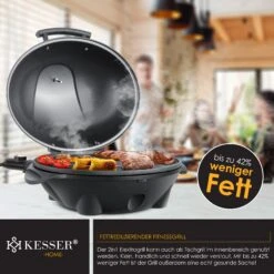 KESSER® Elektrischer Elektrogrill 2in1 Tischgrill - Standgrill Mit Deckel Standfuß | Max. 2400 Watt Thermometer | Antihaftbeschichtung | XXL Grillplatte | Integrierte Ablagefläche Elektro-Säulengrill -Outsunny Geschäft 8600364700 22323 prod 005
