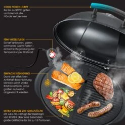 KESSER® Elektrischer Elektrogrill 2in1 Tischgrill - Standgrill Mit Deckel Standfuß | Max. 2400 Watt Thermometer | Antihaftbeschichtung | XXL Grillplatte | Integrierte Ablagefläche Elektro-Säulengrill -Outsunny Geschäft 8600364700 22323 prod 006