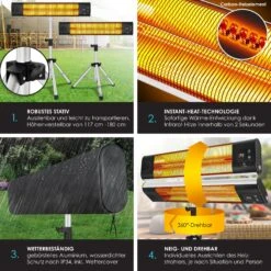 KESSER® Infrarotstrahler Heizstrahler Wärmestrahler Inkl. Schutzhülle Terrassenstrahler Höhenverstellbar Teleskopstativ Wickeltischstrahler Terrassenheizer Quarzstrahler 2500W Mit Fernbedienung 10 KESSER® Infrarotstrahler Heizstrahler Wärmestrahler Inkl. Schutzhülle Terrassenstrahler Höhenverstellbar Teleskopstativ Wickeltischstrahler Terrassenheizer Quarzstrahler 2500W Mit Fernbedienung -Outsunny Geschäft 8600364700 22450 prod 003