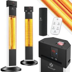 Outsunny Geschäft 26 KESSER® Standheizstrahler Infrarot Stand Heizstrahler Inkl. Schutzhülle Wärmestrahler Terrasse Infrarotstrahler Turmheizstrahler 3 Heizstufen 2000 Watt Terrassenstrahler Mit Fernbedienung Timer