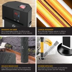 KESSER® Standheizstrahler Infrarot Stand Heizstrahler Inkl. Schutzhülle Wärmestrahler Terrasse Infrarotstrahler Turmheizstrahler 3 Heizstufen 2000 Watt Terrassenstrahler Mit Fernbedienung Timer -Outsunny Geschäft 8600364700 22457 prod 003