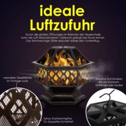KESSER® Feuerschale Mit Grillrost Ø 62, Multifunktional Fire Pit Für Heizung/BBQ Grill, Schürhaken & Kohlerost, Garten Terrasse Feuerschale, Metall Feuerstelle Mit Schutzhülle Funkenschutz -Outsunny Geschäft 8600364700 23152 prod 003